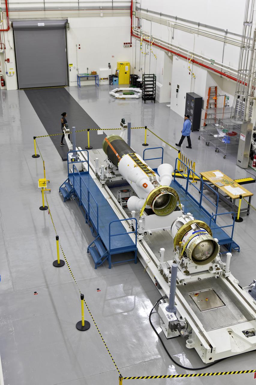 The jettison motor for Orion’s Launch Abort System (LAS) is shown inside the Launch Abort System Facility (LASF) at NASA’s Kennedy Space Center in Florida. The motor, which arrived at Kennedy on Sept. 10, 2018, will be stored in the LASF until processing for a full-stress test of the LAS called Ascent Abort-2 (AA-2), scheduled for April 2019. Designed and built by NASA and Lockheed Martin, the LAS will protect astronauts if a problem arises during launch by pulling the spacecraft away from a failing rocket. The jettison motor is one of three solid propellant rocket motors in the LAS (the abort motor and attitude control motor are the other two). The jettison motor will pull the LAS away from the crew module, allowing Orion’s parachutes to deploy and the spacecraft to safely land in the ocean.