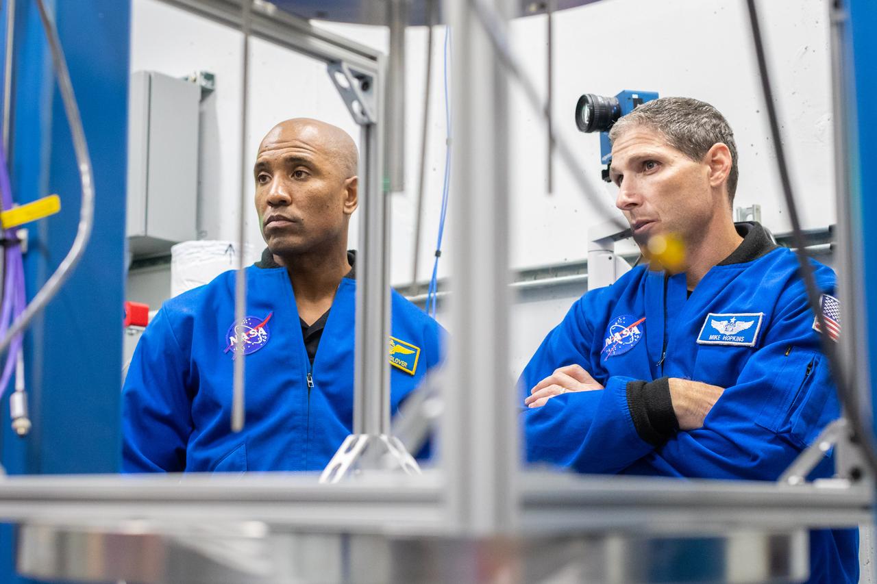 NASA astronauts who will be the first humans to fly aboard SpaceX's Crew Dragon spacecraft recently toured the company's Rocket Development Test Facility in McGregor, Texas, on Oct. 16, 2018. Astronauts Bob Behnken and Doug Hurley are set to crew SpaceX's Demo-2 flight test in June 2019, which will be the first flight of Crew Dragon with people onboard. Astronauts Victor Glover, at left, and Mike Hopkins, at right, will crew SpaceX's first regular mission to the International Space Station, following Demo-2 and NASA's certification of SpaceX commercial crew systems.