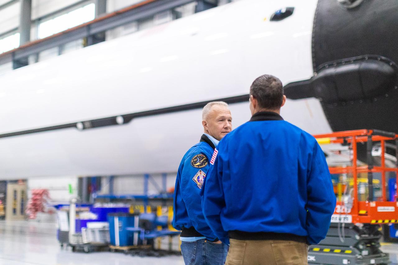NASA astronauts who will be the first humans to fly aboard SpaceX's Crew Dragon spacecraft recently toured the company's Rocket Development Test Facility in McGregor, Texas, on Oct. 16, 2018. Astronauts Bob Behnken, and Doug Hurley, at left, are set to crew SpaceX's Demo-2 flight test in June 2019, which will be the first flight of Crew Dragon with people onboard. Astronauts Victor Glover, and Mike Hopkins, at right, will crew SpaceX's first regular mission to the International Space Station, following Demo-2 and NASA's certification of SpaceX commercial crew systems.