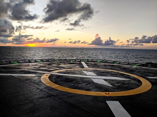 NASA image: SpaceX Helicopter Landing Test on the Crew Recovery Ship