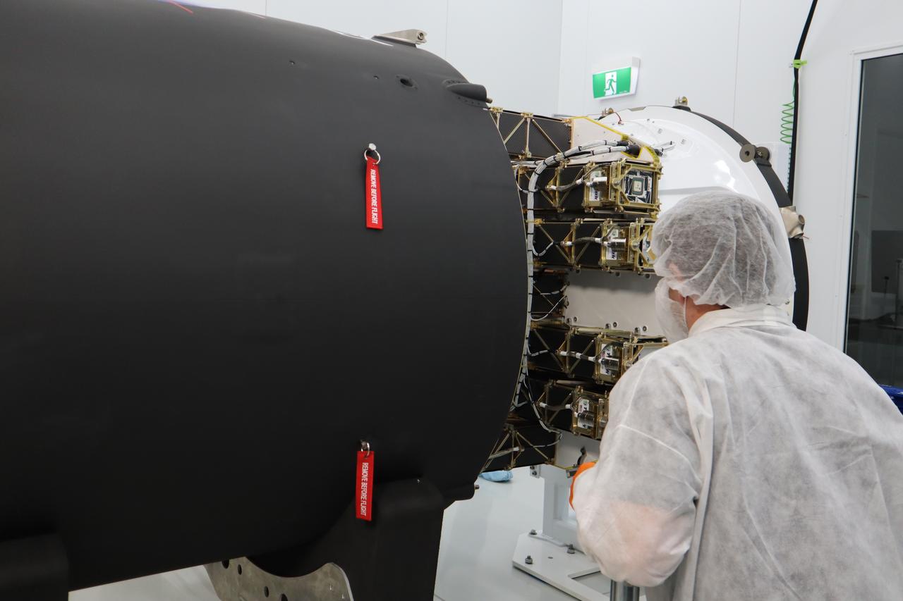 The Educational Launch of Nanosatellites 19 (ELaNa 19) payload is encapsulated inside the Rocket Lab Electron rocket payload fairing on Dec. 1, 2018, at the company’s facility in New Zealand. The ELaNa 19 payload comprises 10 CubeSats selected through NASA’s CubeSat Launch Initiative. The liftoff marks the debut of the agency’s innovative Venture Class Launch Services (VCLS) effort. Managed by NASA’s Launch Services Program at Kennedy Space Center in Florida, VCLS was developed to offer small payloads dedicated rides to space.