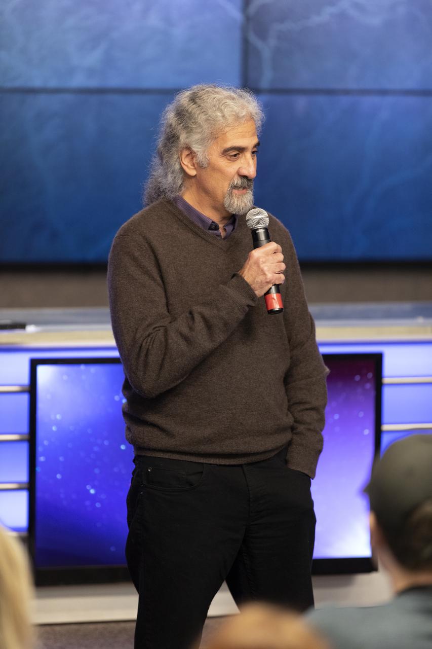 Ralph Dubayah, principal investigator for Global Ecosystem Dynamics Investigation lidar, or GEDI, speaks to members of the media in the Kennedy Space Center’s Press Site auditorium. The briefing focused on research planned for launch to the International Space Station. The scientific materials and supplies will be aboard a Dragon spacecraft scheduled for liftoff from Cape Canaveral Air Force Station's Space Launch Complex 40. The SpaceX Falcon 9 rocket will launch the company's 16th Commercial Resupply Services mission to the space station.