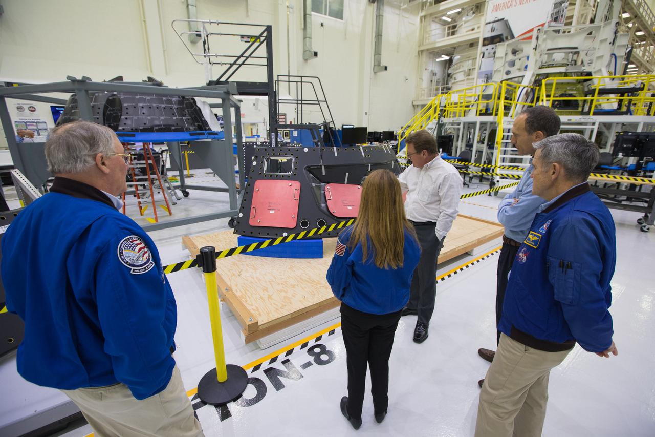 Members of the STS-88 crew tour Kennedy Space Center’s Neil Armstrong Operations & Checkout building on Dec. 10, 2018. Earlier in the day, STS-88 commander Bob Cabana, along with mission specialists Jerry Ross, Nancy Currie-Gregg and Jim Newman, held a panel discussion in recognition of the 20th anniversary of the first International Space Station assembly mission.