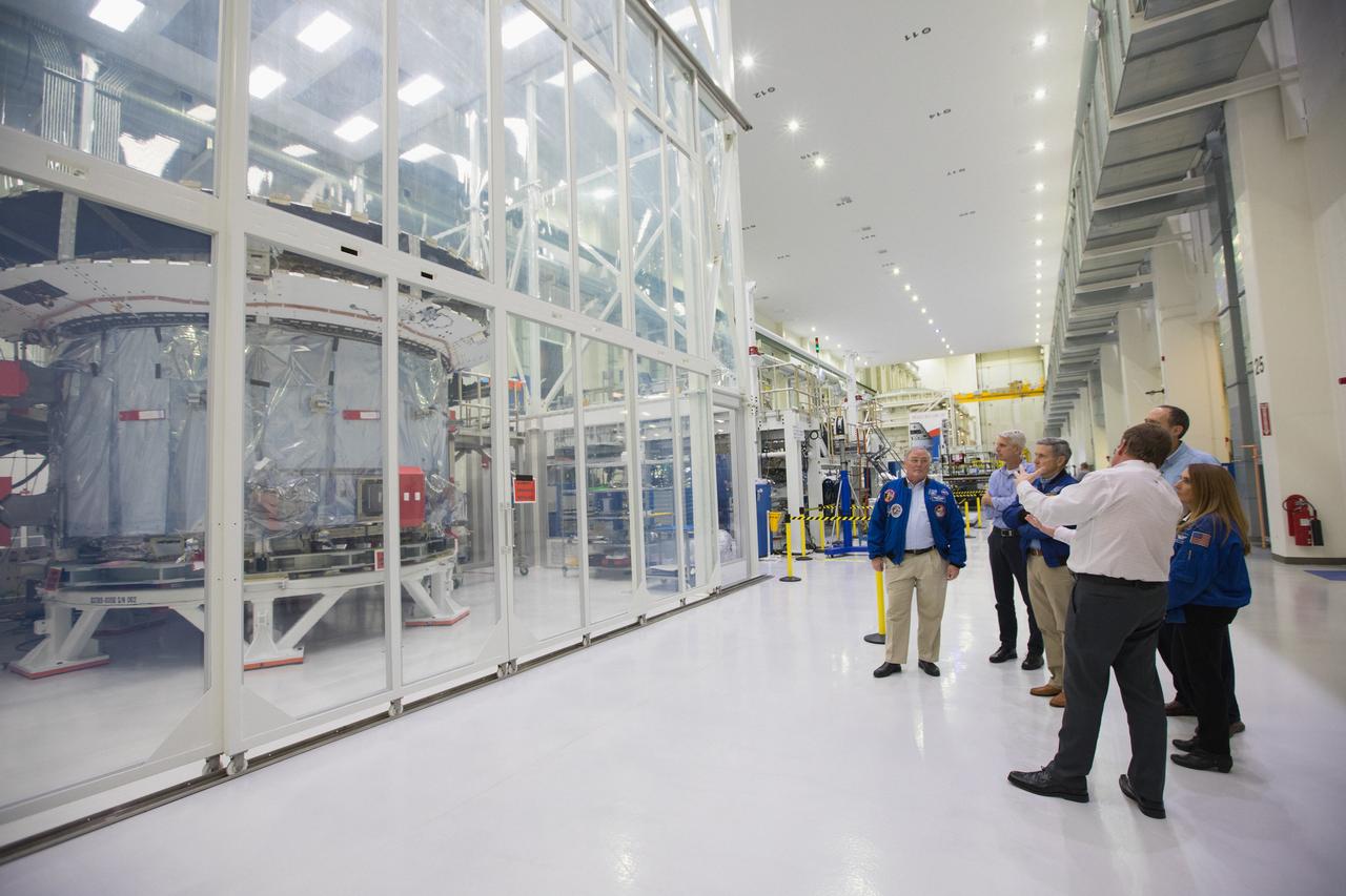 Members of the STS-88 crew tour Kennedy Space Center’s Neil Armstrong Operations & Checkout building on Dec. 10, 2018. Earlier in the day, STS-88 commander Bob Cabana, along with mission specialists Jerry Ross, Nancy Currie-Gregg and Jim Newman, held a panel discussion in recognition of the 20th anniversary of the first International Space Station assembly mission.