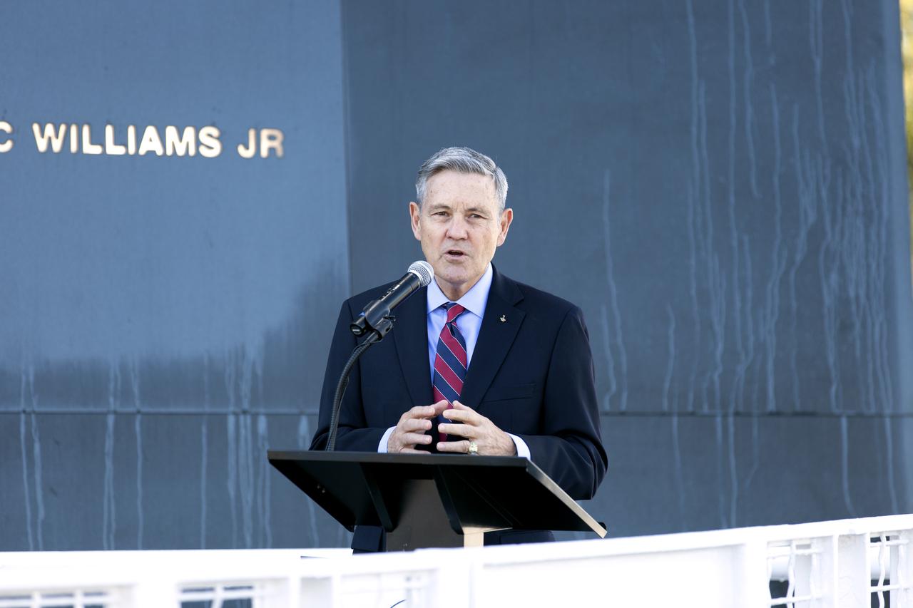 Kennedy Space Center Director Bob Cabana speaks during this year’s Day of Remembrance ceremony at the Kennedy Space Center Visitor Complex. Each year, Kennedy employees and guests gather with others throughout NASA to honor those astronauts who have fallen in the pursuit of space exploration.