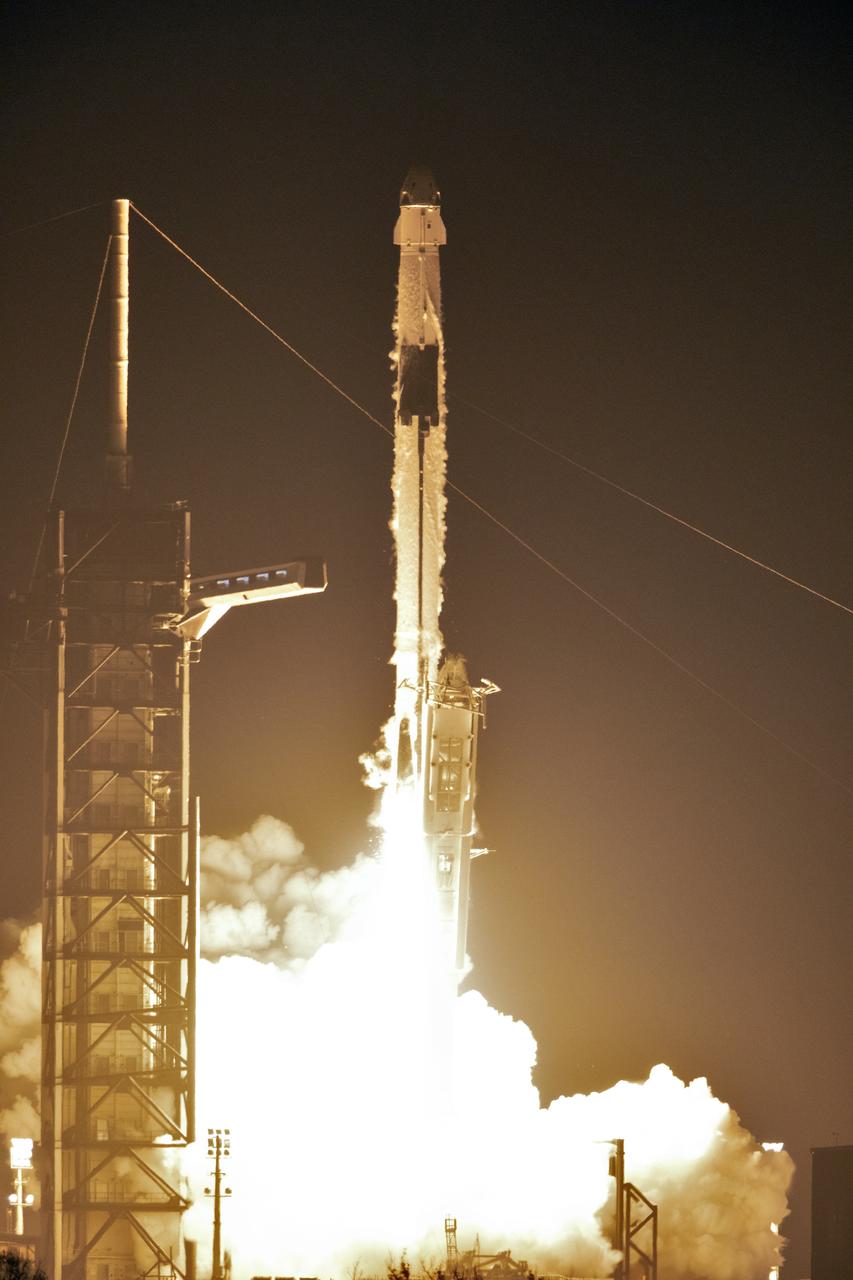 A two-stage SpaceX Falcon 9 rocket lifts off from Launch Complex 39A at NASA’s Kennedy Space Center in Florida for Demo-1, the first uncrewed mission of the agency’s Commercial Crew Program. Liftoff was at 2:49 a.m., March 2, 2019. The SpaceX Crew Dragon’s trip to the International Space Station is designed to validate end-to-end systems and capabilities, leading to certification to fly crew. NASA has worked with SpaceX and Boeing in developing the Commercial Crew Program spacecraft to facilitate new human spaceflight systems launching from U.S. soil with the goal of safe, reliable and cost-effective access to low-Earth orbit destinations, such as the space station.