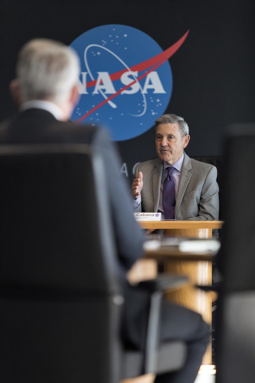 Kennedy Space Center Director Bob Cabana speaks during a roundtable discussion among U.S. Sen. Rick Scott and multi-user spaceport partners at Kennedy’s Saturn V Conference Center on March 15, 2019. The meeting was held to discuss the needs of the space center and Cape Canaveral Air Force Station.