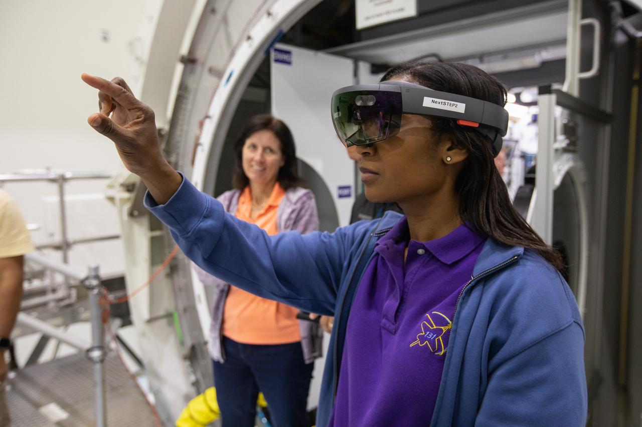 NASA began evaluating five habitat prototypes developed through NASA’s Next Space Exploration for Technologies Partnerships, or NextSTEP, to help engineers refine requirements for the design of an American-made deep space habitat for the Gateway. Lockheed Martin turned over its prototype to NASA, and testing began with crew on March 25, 2019, at Kennedy Space Center in Florida. Pictured inside the Space Station Processing Facility on March 26, 2019, from left are astronauts Shannon Walker and Stephanie Wilson. Astronauts are participating in the evaluations to provide their perspectives as those who may one day live aboard the lunar outpost, which would be located about 250,000 miles from Earth. Ground prototypes developed by Bigelow Aerospace, Boeing, Northrop Grumman, and Sierra Nevada Corporation will be tested in the future at various facilities across the country. A sixth company, NanoRacks, plans to develop a prototype as well.