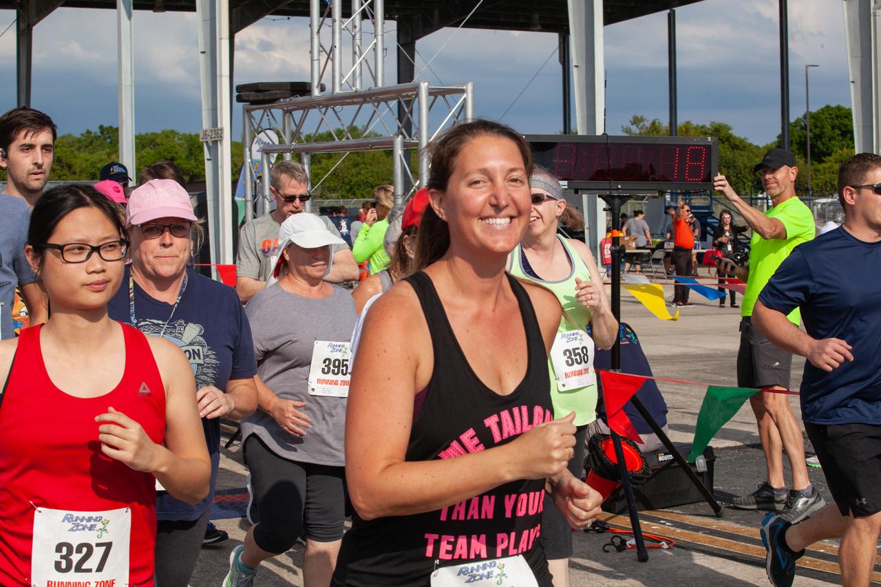 Kennedy Space Center employees and guests participate in the Florida spaceport’s annual KSC Walk Run on March 26, 2019. Part of Kennedy’s Safety and Health Days, the event takes place at the Shuttle Landing Facility runway and offers participants the chance to partake in a two-mile walk or run, a 5K or a 10K. 