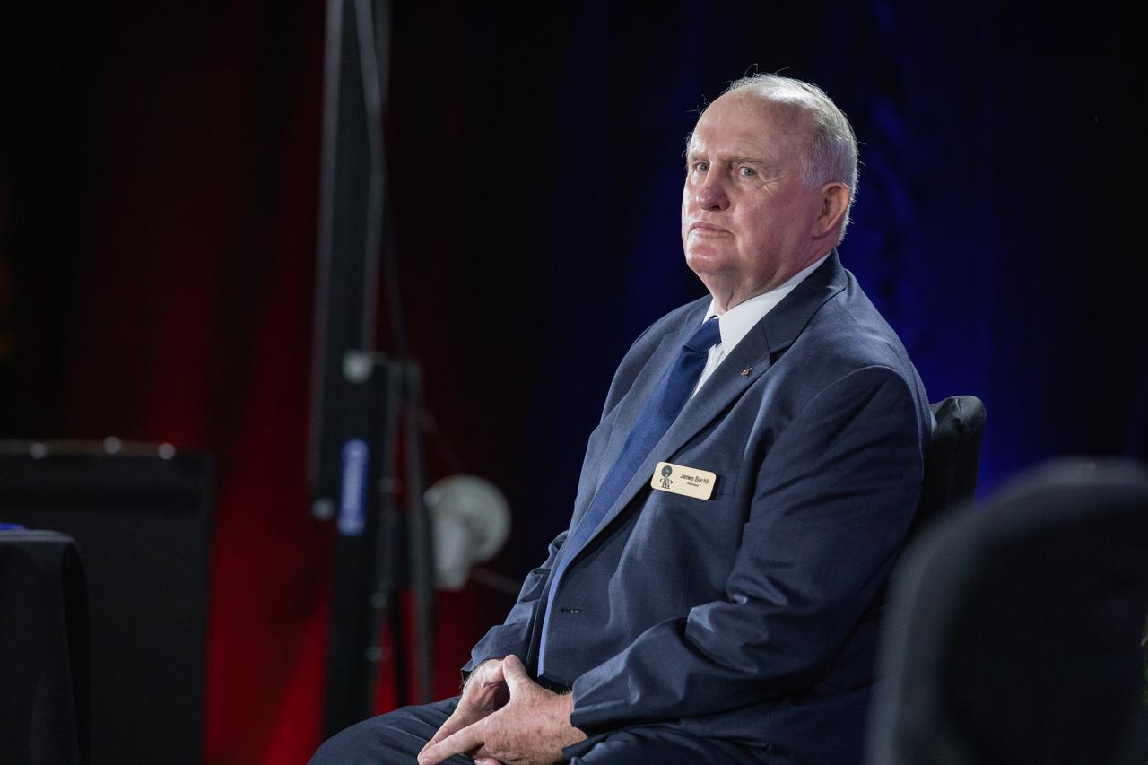 Veteran NASA astronauts James Buchli and Janet Kavandi were inducted into the U.S. Astronaut Hall of Fame in a public ceremony at Kennedy Space Center Visitor Complex in the Space Shuttle Atlantis attraction on April 6, 2019.
