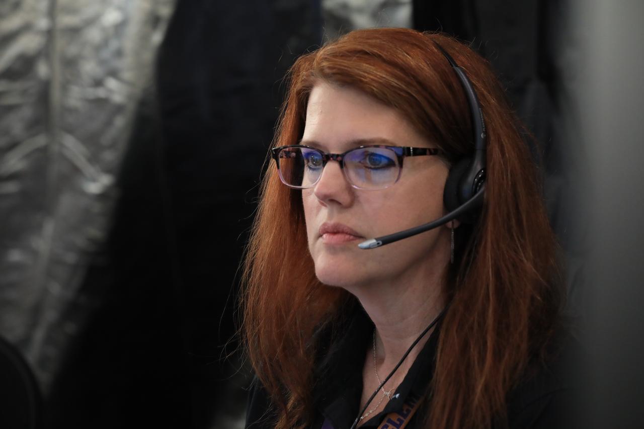 Charlie Blackwell-Thompson, Exploration Mission-1 (EM-1) launch director, leads a countdown demonstration event of cryogenic propellant loading April 12, 2019, inside Firing Room 2 in the Launch Control Center at NASA’s Kennedy Space Center in Florida. The practice simulation involved loading of liquid hydrogen and liquid oxygen into the Space Launch System rocket’s core and upper stages to prepare for EM-1. During the tanking exercise, the team worked through surprise issues in real-time. The practice countdown events are training opportunities coordinated by Blackwell-Thompson with Exploration Ground Systems.