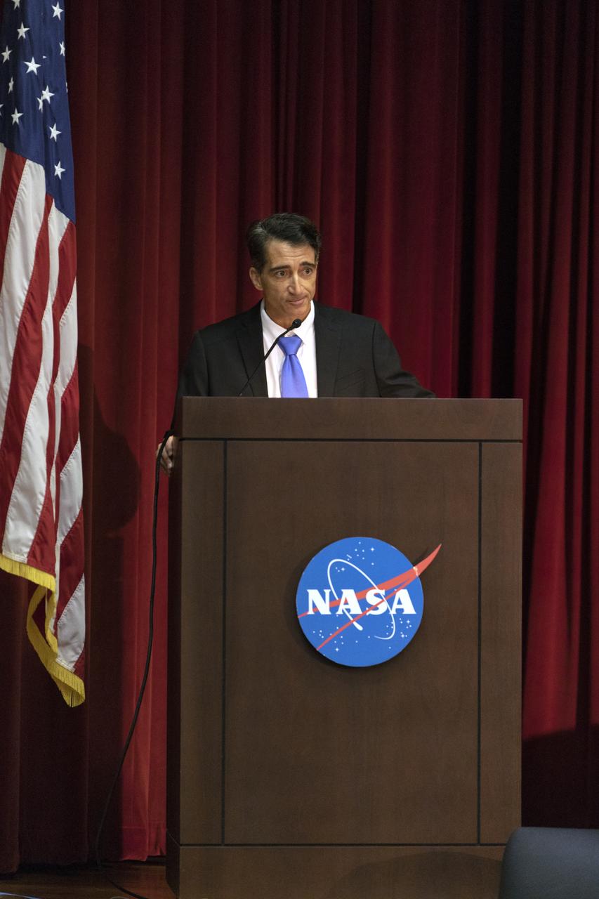 Apollo Challenger Columbia Lessons Learned Program (ACCLLP) Manager Mike Ciannilli speaks to NASA civil service and contractor employees and guests in Kennedy Space Center’s Training Auditorium on April 12, 2019. Ciannilli was the master of ceremonies for “Columbia: The Mission Continues,” an event organized by the ACCLLP. The event is part of the Space Shuttle Columbia national tour and took place on the 38th anniversary of STS-1, the first orbital spaceflight of NASA’s Space Shuttle Program. The tour launched at Kennedy and will make its way to each of the 10 NASA centers.