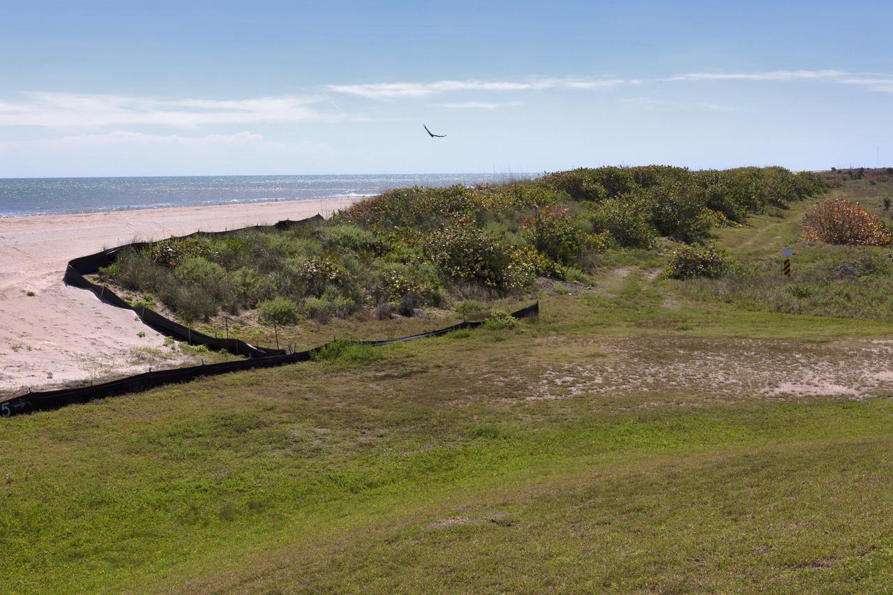 Restoration efforts are underway to the dunes at the north beaches at NASA’s Kennedy Space Center in Florida in this view on April 15, 2019. The existing dunes with the Atlantic Ocean in the background are a contrast to a small portion of the dune restoration in view. About 450,000 cubic yards of beach-quality sand, tested for compatibility, was transported to the space center’s beaches. Once the dune is built up, native coastal vegetation will be replanted, helping to stabilize the dune and offer a habitat for Kennedy’s coastal wildlife. Dunes are affected by beach erosion and storm surge from tropical events, such as hurricanes. Restoration began in spring 2018 and was targeted to be completed by April 2019.