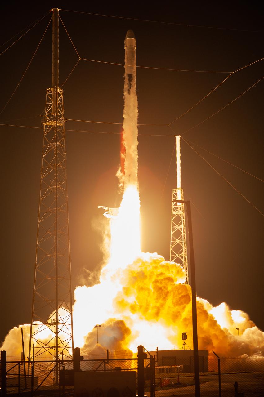 The SpaceX Falcon 9 rocket with the Dragon cargo module lifts off Space Launch Complex 40 on Cape Canaveral Air Force Station in Florida in the early morning May 4, 2019. Liftoff was at 2:48 a.m. EDT. This is SpaceX’s 17th Commercial Resupply Services (CRS-17) mission for NASA to the International Space Station. The Dragon cargo module will deliver about 5,500 pounds of science and research, crew supplies and vehicle hardware to the orbital laboratory and its crew.