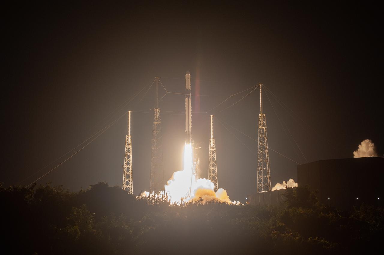 The SpaceX Falcon 9 rocket with the Dragon cargo module lifts off Space Launch Complex 40 on Cape Canaveral Air Force Station in Florida in the early morning May 4, 2019. Liftoff was at 2:48 a.m. EDT. This is SpaceX’s 17th Commercial Resupply Services (CRS-17) mission for NASA to the International Space Station. The Dragon cargo module will deliver about 5,500 pounds of science and research, crew supplies and vehicle hardware to the orbital laboratory and its crew.