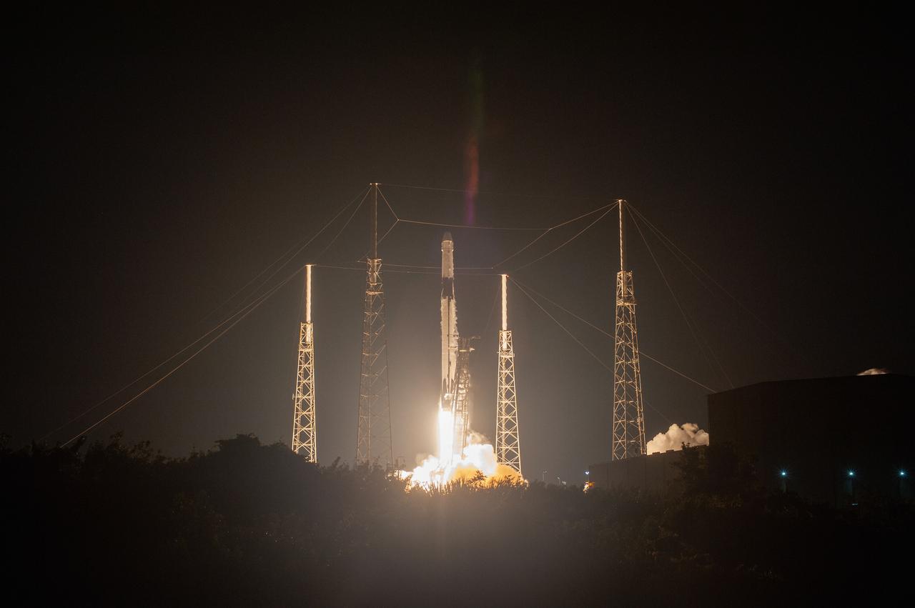 The SpaceX Falcon 9 rocket with the Dragon cargo module lifts off Space Launch Complex 40 on Cape Canaveral Air Force Station in Florida in the early morning May 4, 2019. Liftoff was at 2:48 a.m. EDT. This is SpaceX’s 17th Commercial Resupply Services (CRS-17) mission for NASA to the International Space Station. The Dragon cargo module will deliver about 5,500 pounds of science and research, crew supplies and vehicle hardware to the orbital laboratory and its crew.