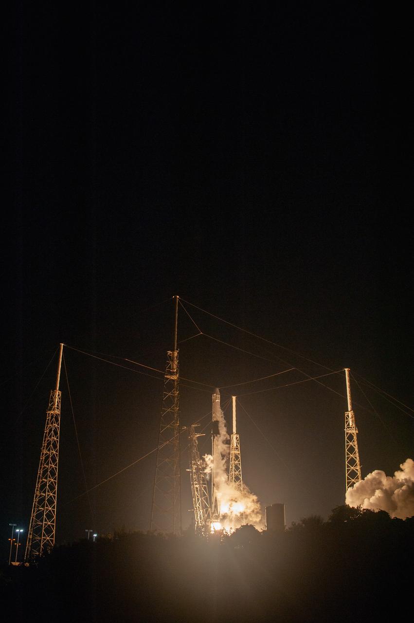The SpaceX Falcon 9 rocket with the Dragon cargo module lifts off Space Launch Complex 40 on Cape Canaveral Air Force Station in Florida in the early morning May 4, 2019. Liftoff was at 2:48 a.m. EDT. This is SpaceX’s 17th Commercial Resupply Services (CRS-17) mission for NASA to the International Space Station. The Dragon cargo module will deliver about 5,500 pounds of science and research, crew supplies and vehicle hardware to the orbital laboratory and its crew.