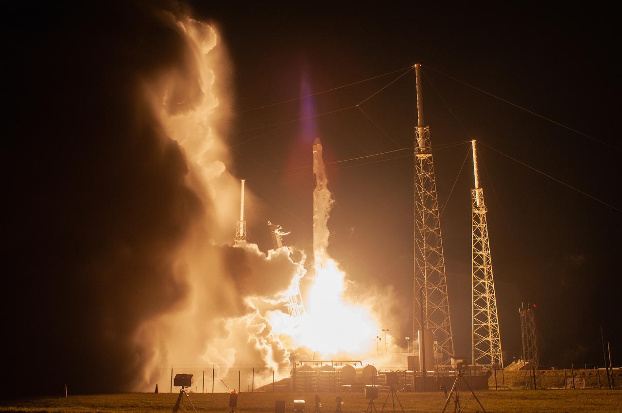 The SpaceX Falcon 9 rocket with the Dragon cargo module lifts off Space Launch Complex 40 on Cape Canaveral Air Force Station in Florida in the early morning May 4, 2019. Liftoff was at 2:48 a.m. EDT. This is SpaceX’s 17th Commercial Resupply Services (CRS-17) mission for NASA to the International Space Station. The Dragon cargo module will deliver about 5,500 pounds of science and research, crew supplies and vehicle hardware to the orbital laboratory and its crew.