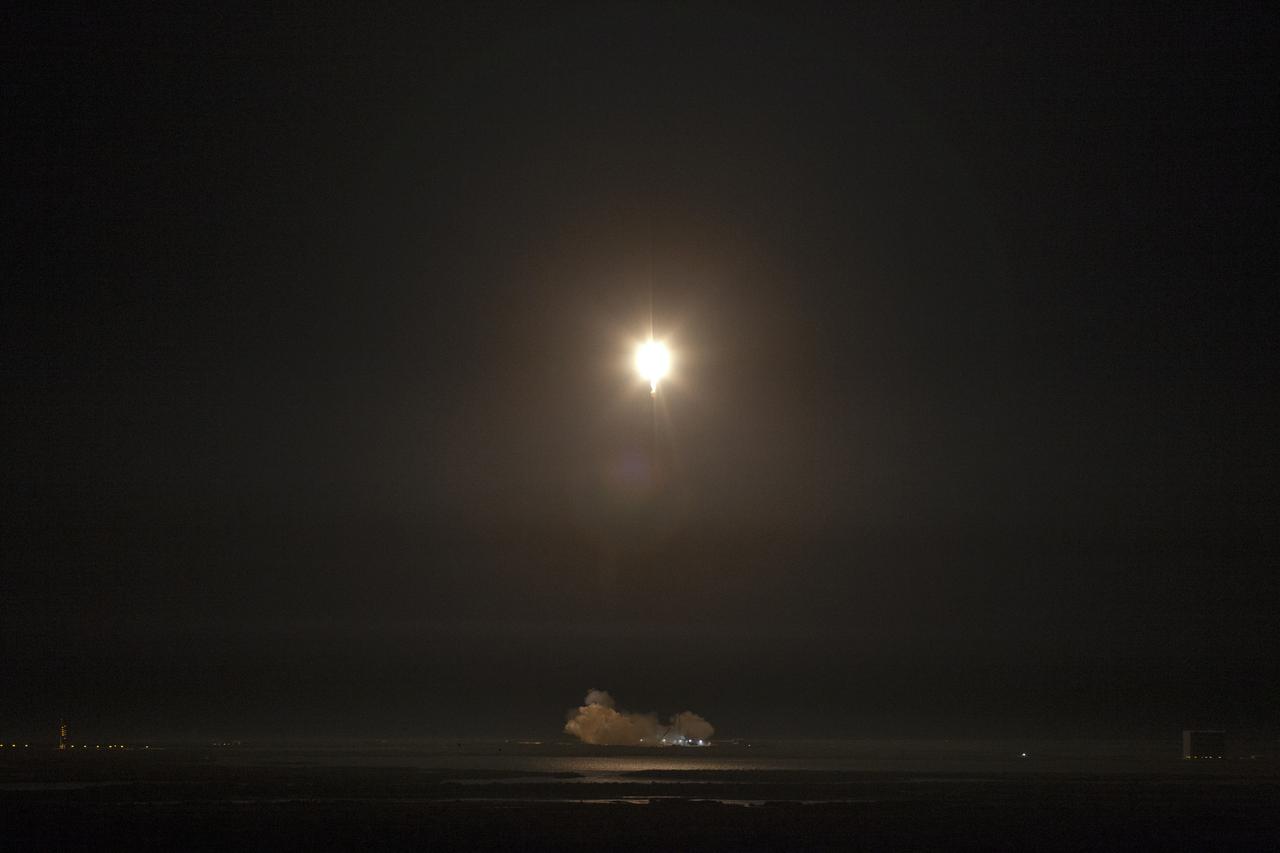The SpaceX Falcon 9 rocket with the Dragon cargo module climbs upward after liftoff from Space Launch Complex 40 on Cape Canaveral Air Force Station in Florida in the early morning May 4, 2019. Liftoff was at 2:48 a.m. EDT. This is SpaceX’s 17th Commercial Resupply Services (CRS-17) mission for NASA to the International Space Station. The Dragon cargo module will deliver about 5,500 pounds of science and research, crew supplies and vehicle hardware to the orbital laboratory and its crew. 