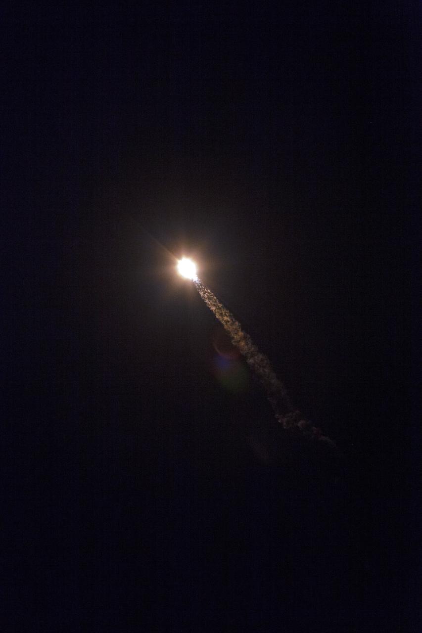The SpaceX Falcon 9 rocket with the Dragon cargo module climbs upward after liftoff from Space Launch Complex 40 on Cape Canaveral Air Force Station in Florida in the early morning May 4, 2019. Liftoff was at 2:48 a.m. EDT. This is SpaceX’s 17th Commercial Resupply Services (CRS-17) mission for NASA to the International Space Station. The Dragon cargo module will deliver about 5,500 pounds of science and research, crew supplies and vehicle hardware to the orbital laboratory and its crew.