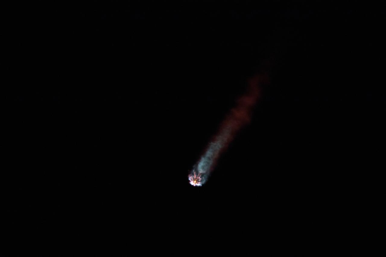 The SpaceX Falcon 9 rocket with the Dragon cargo module climbs upward after liftoff from Space Launch Complex 40 on Cape Canaveral Air Force Station in Florida in the early morning May 4, 2019. Liftoff was at 2:48 a.m. EDT. This is SpaceX’s 17th Commercial Resupply Services (CRS-17) mission for NASA to the International Space Station. The Dragon cargo module will deliver about 5,500 pounds of science and research, crew supplies and vehicle hardware to the orbital laboratory and its crew.