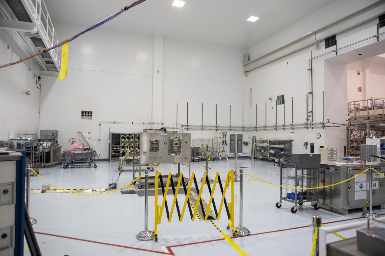 A Nitrogen Oxygen Recharge System (NORS) for the International Space Station is in view, center, in the high bay of the Space Station Processing Facility (SSPF) at NASA's Kennedy Space Center in Florida, on May 16, 2019. NORS are tanks that are used to fill the oxygen and nitrogen tanks that supply the needed gases to the station’s airlock for spacewalks and also are used as a secondary method to replenish the atmosphere inside the space station. The center is celebrating the SSPF’s 25th anniversary. The SSPF was built to process elements for the space station. Now it is providing support for current and future NASA and commercial provider programs, including Commercial Resupply Services, Artemis 1, sending the first woman and next man to the Moon, and deep space destinations including Mars.