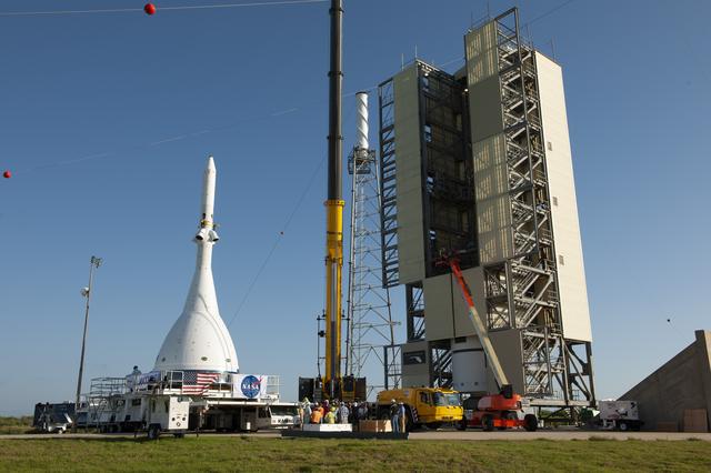 NASA image: AA-2 Stack at SLC-46; Lift and Mate