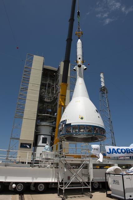 NASA image: AA-2 Stack at SLC-46; Lift and Mate