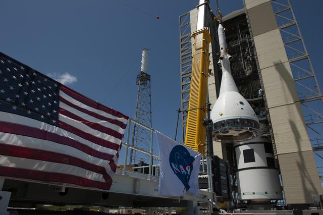 NASA image: AA-2 Stack at SLC-46; Lift and Mate