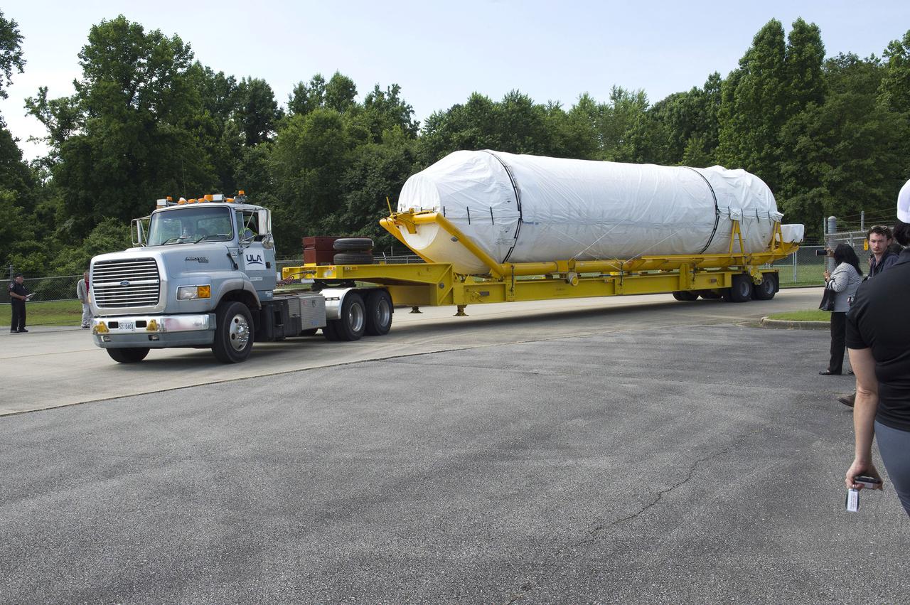 The United Launch Alliance Atlas V rocket that will launch Boeing’s CST-100 Starliner on the Crew Flight Test (CFT) mission to the International Space Station for NASA’s Commercial Crew Program emerged from the factory on May 24, 2019, rolling into a giant cargo ship for transport to Cape Canaveral.