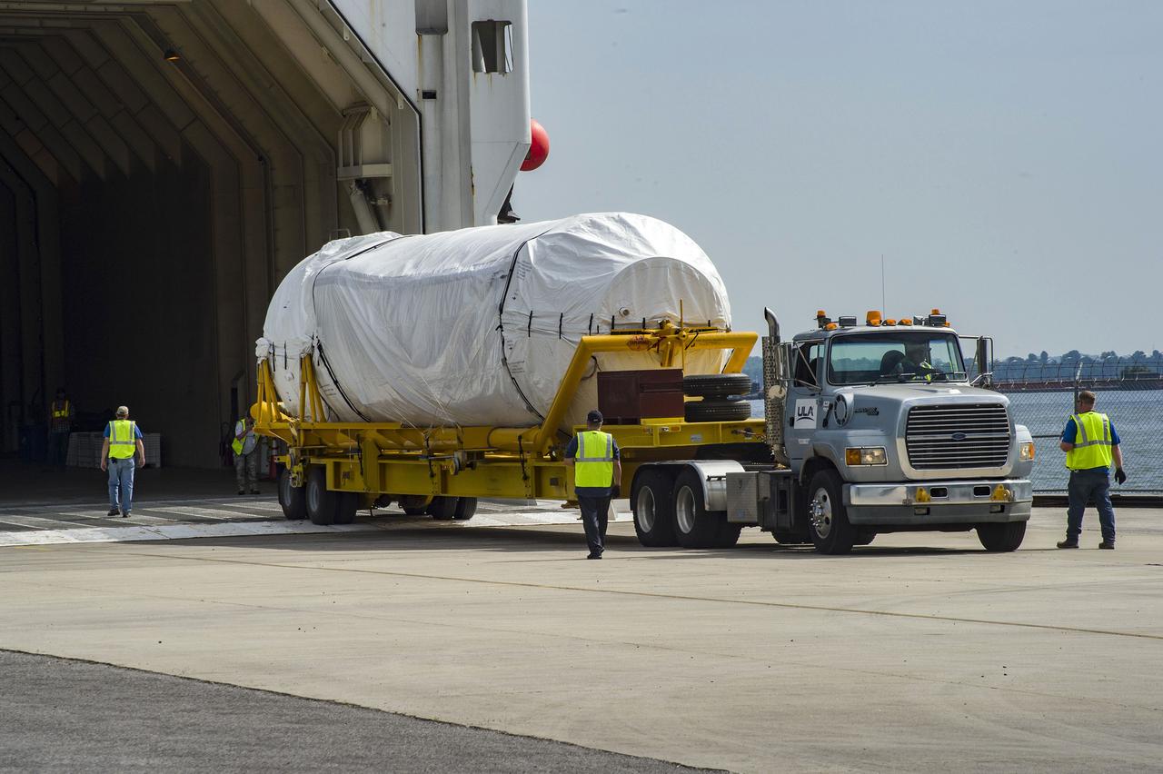 The United Launch Alliance Atlas V rocket that will launch Boeing’s CST-100 Starliner on the Crew Flight Test (CFT) mission to the International Space Station for NASA’s Commercial Crew Program emerged from the factory on May 24, 2019, rolling into a giant cargo ship for transport to Cape Canaveral.