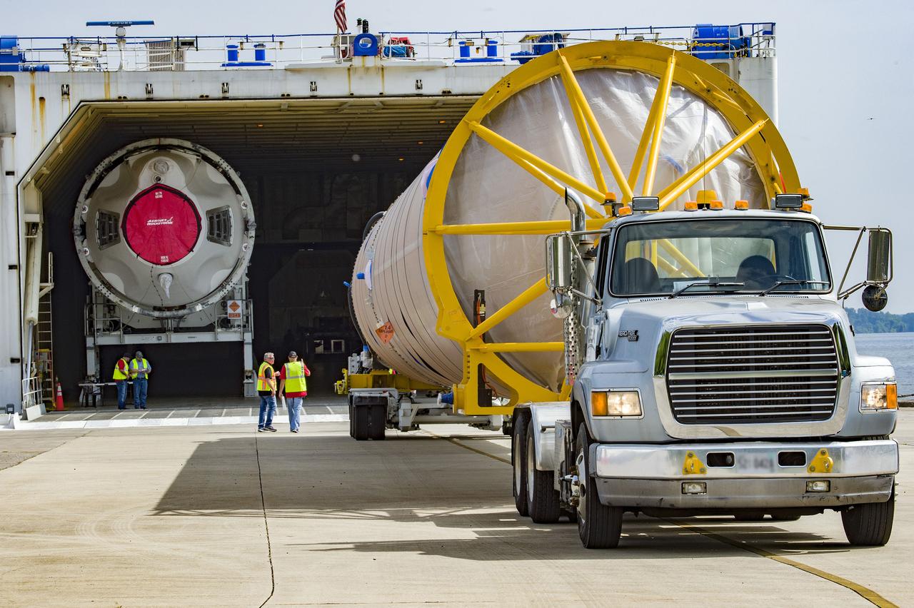 The United Launch Alliance Atlas V rocket that will launch Boeing’s CST-100 Starliner on the Crew Flight Test (CFT) mission to the International Space Station for NASA’s Commercial Crew Program emerged from the factory on May 24, 2019, rolling into a giant cargo ship for transport to Cape Canaveral.