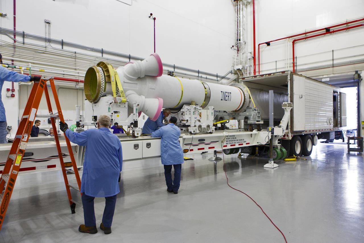 Workers begin checkouts of the abort motor for NASA’s Artemis 1 mission inside the Launch Abort System Facility (LASF) at the agency’s Kennedy Space Center in Florida on June 6, 2019. The abort motor, manufactured by Northrop Grumman, will be integrated with Orion subcomponents and prepared for Artemis 1. The abort motor is one of three motors located on the tower of the Launch Abort System (LAS). The LAS is designed to pull the Orion capsule and its crew away to safety if an emergency occurs during ascent of the Space Launch System (SLS) rocket. During Artemis 1, the uncrewed Orion spacecraft will launch atop the SLS from Launch Pad 39B at Kennedy. Orion will embark on an approximately three-week mission that will take the spacecraft thousands of miles past the Moon. Orion will return to Earth and splashdown in the Pacific Ocean off the coast of California, where it will be retrieved and returned to Kennedy.