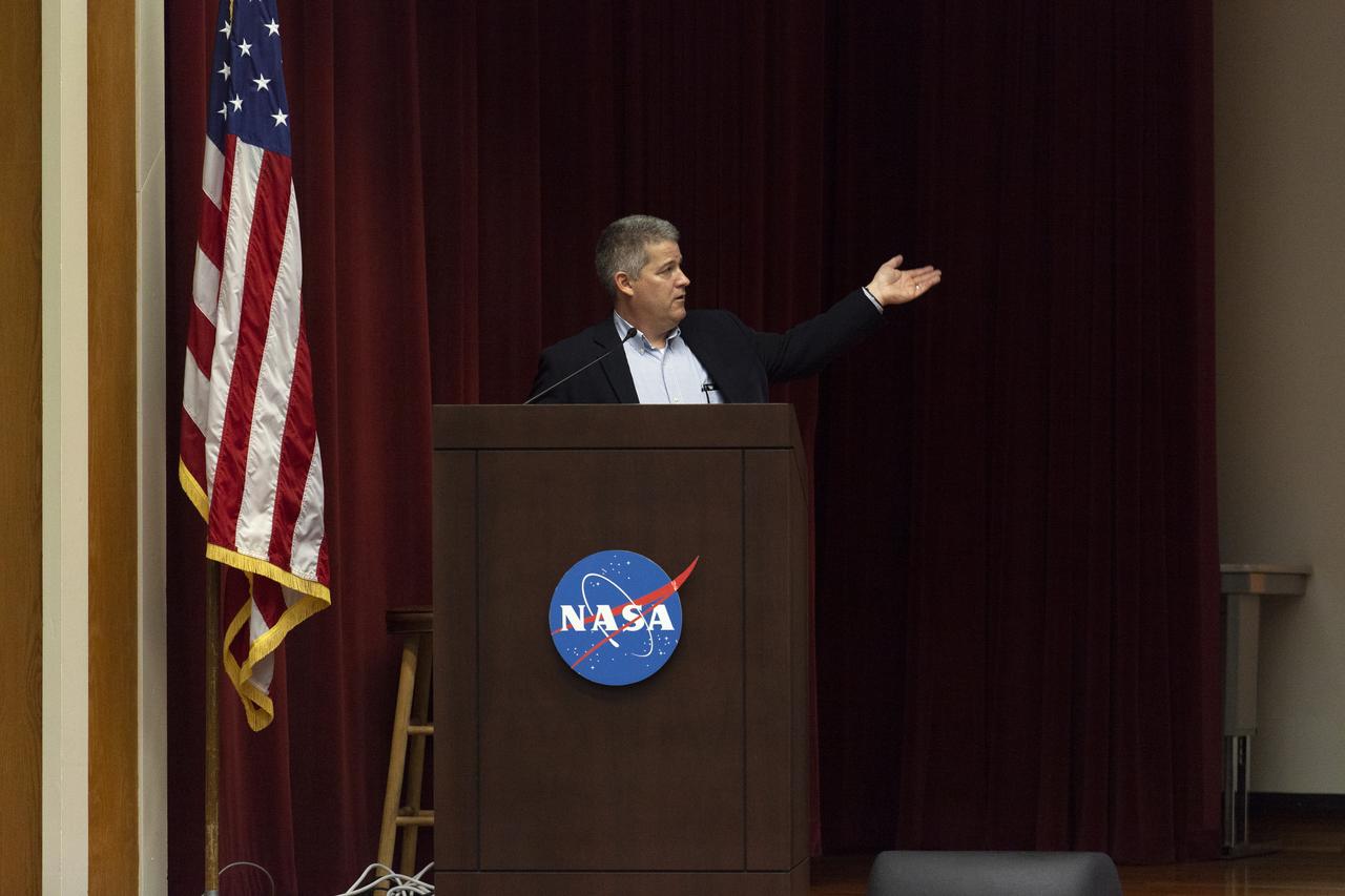 Daniel Murphree, Ph.D., associate professor of history at the University of Central Florida, presents information to NASA Kennedy Space Center employees on the impact Florida natives have had on, and how they were affected by, Atlantic World events from 1492 to the present. The presentation took place June 11, 2019, in Kennedy’s Training Auditorium and was brought to Kennedy by the Native American Heritage Initiative (NAHI) Employee Resource Group. One of eight resource groups at the Florida spaceport, NAHI aims to bring employees together, provide networking opportunities and inform the Kennedy workforce about Native American heritage.