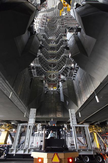 Engine Service Platform Arrival for Installation on Mobile Launc