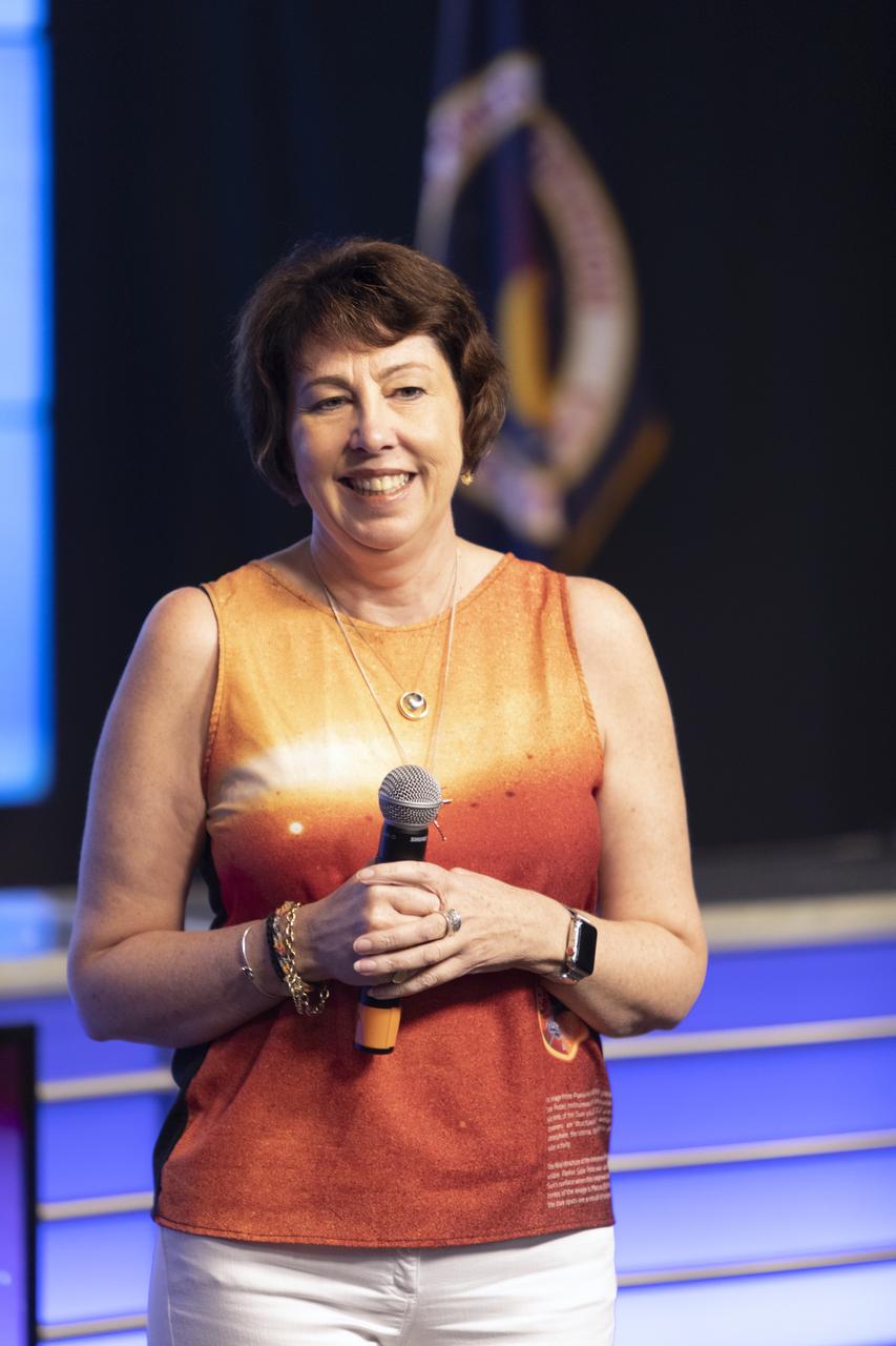 Nicky Fox, director of NASA’s Heliophysics Division, discusses the Space Environment Testbeds payload during a NASA prelaunch technology TV broadcast for the Space Test Program-2 (STP-2) at NASA’s Kennedy Space Center in Florida on June 23, 2019. The payload’s four experiments will reveal the ways local space weather affects spacecraft hardware. It is one of four NASA payloads scheduled to launch on a SpaceX Falcon Heavy rocket from Launch Complex 39A beginning at 11:30 p.m. EDT on June 24, 2019. STP-2 is managed by the U.S. Air Force Space and Missile Systems Center.