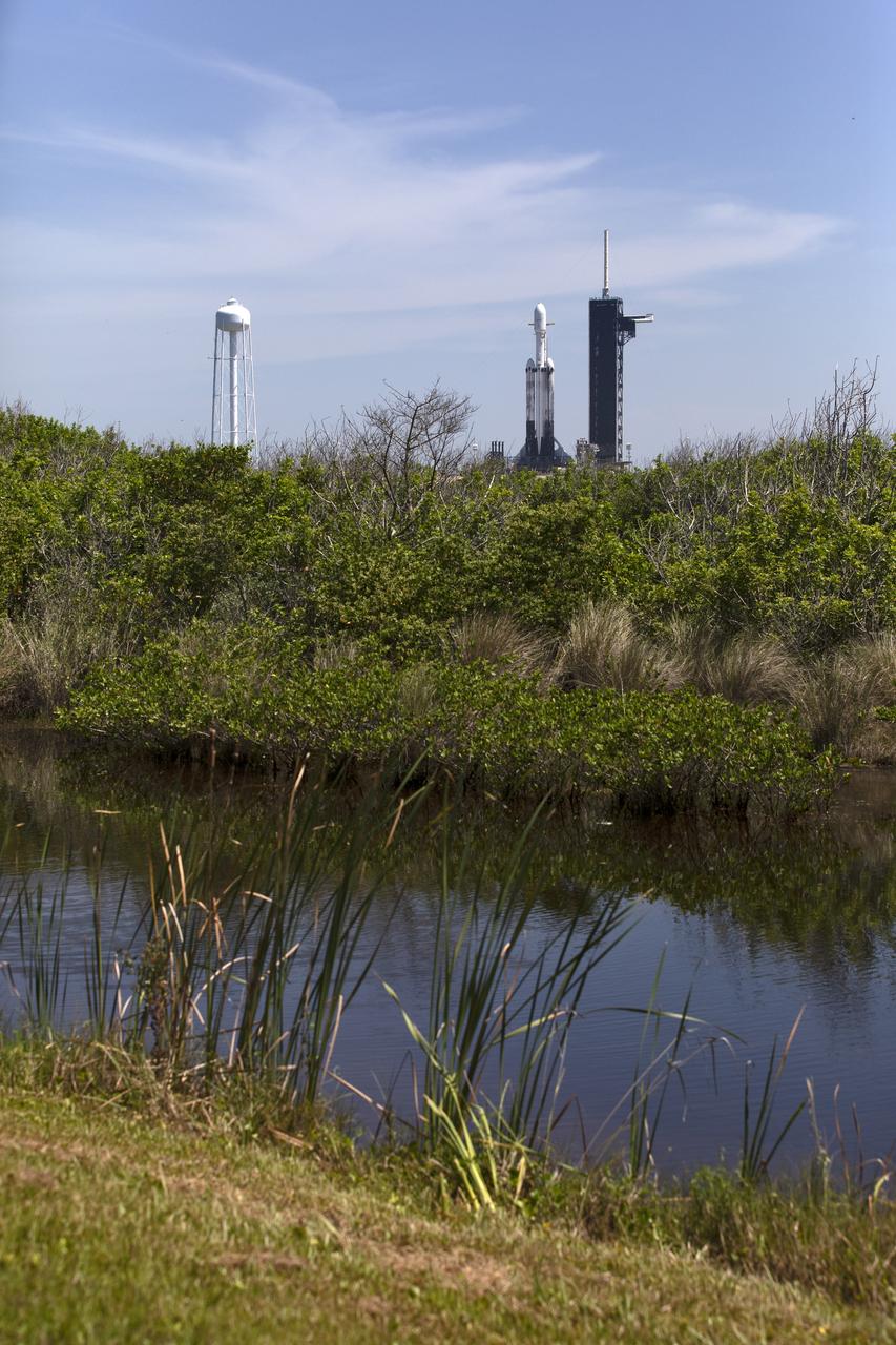 A SpaceX Falcon Heavy rocket is ready for launch on the pad at Launch Complex 39A at NASAâ€™s Kennedy Space Center in Florida on June 24, 2019. SpaceX and the U.S. Department of Defense will launch two dozen satellites to space, including four NASA payloads that are part of the Space Test Program-2, managed by the U.S. Air Force Space and Missile Systems Center. The launch window opens at 11:30 p.m. EDT on June 24. The four NASA payloads include two technology demonstrations to improve how spacecraft propel and navigate, as well as two NASA science missions to help us better understand the nature of space and how it impacts technology on spacecraft and the ground.