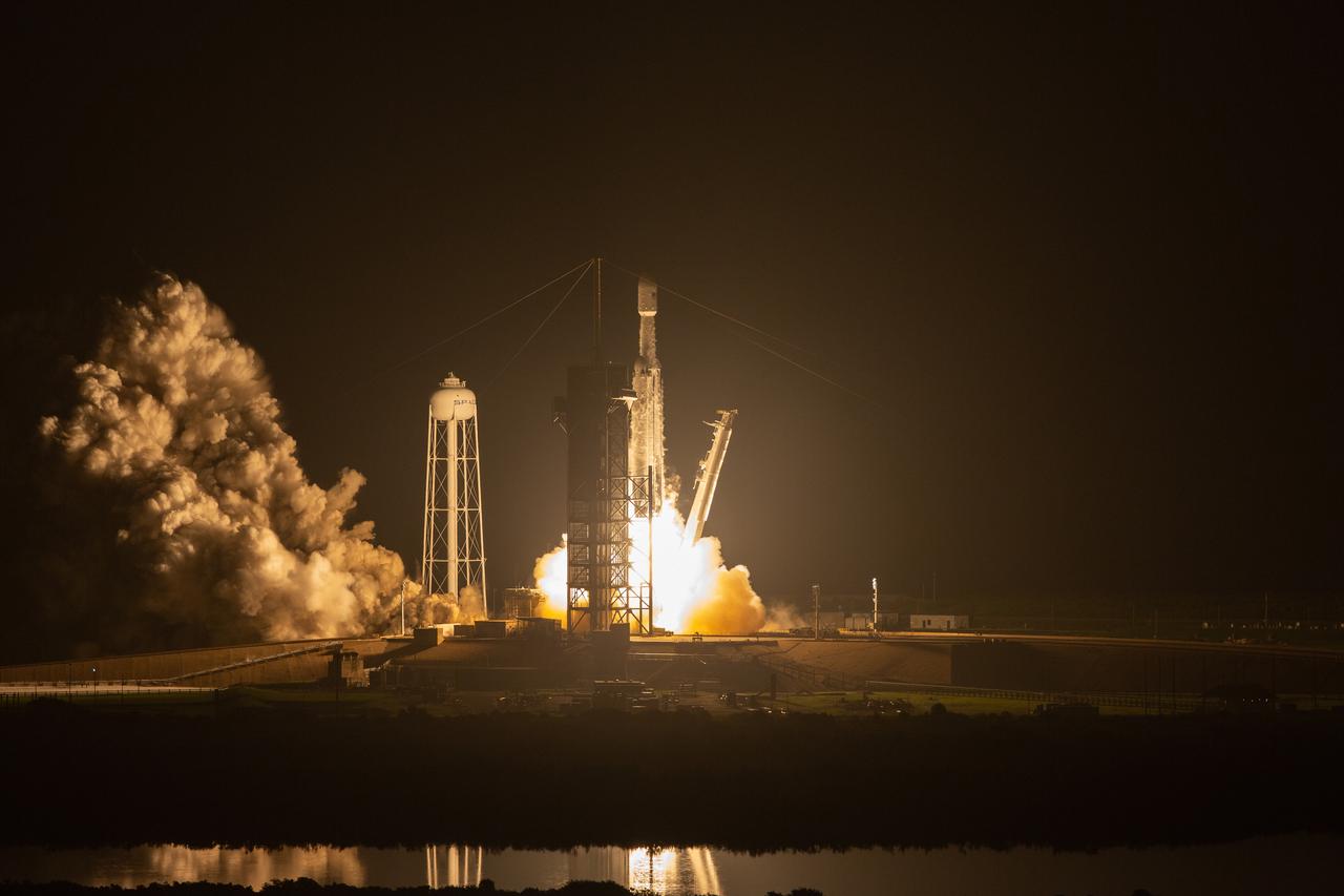 A SpaceX Falcon Heavy rocket lifts off from Launch Complex 39A at 2:30 a.m. EDT on June 25, 2019, at NASA’s Kennedy Space Center in Florida. The Falcon Heavy rocket carries two dozen satellites to space for the U.S. Department of Defense, including four NASA payloads that are part of the Space Test Program (STP-2) mission, managed by the U.S. Air Force Space and Missile Systems Center. The four NASA payloads include two technology demonstrations to improve how spacecraft propel and navigate, as well as two NASA science missions to help us better understand the nature of space and how it impacts technology on spacecraft and the ground.