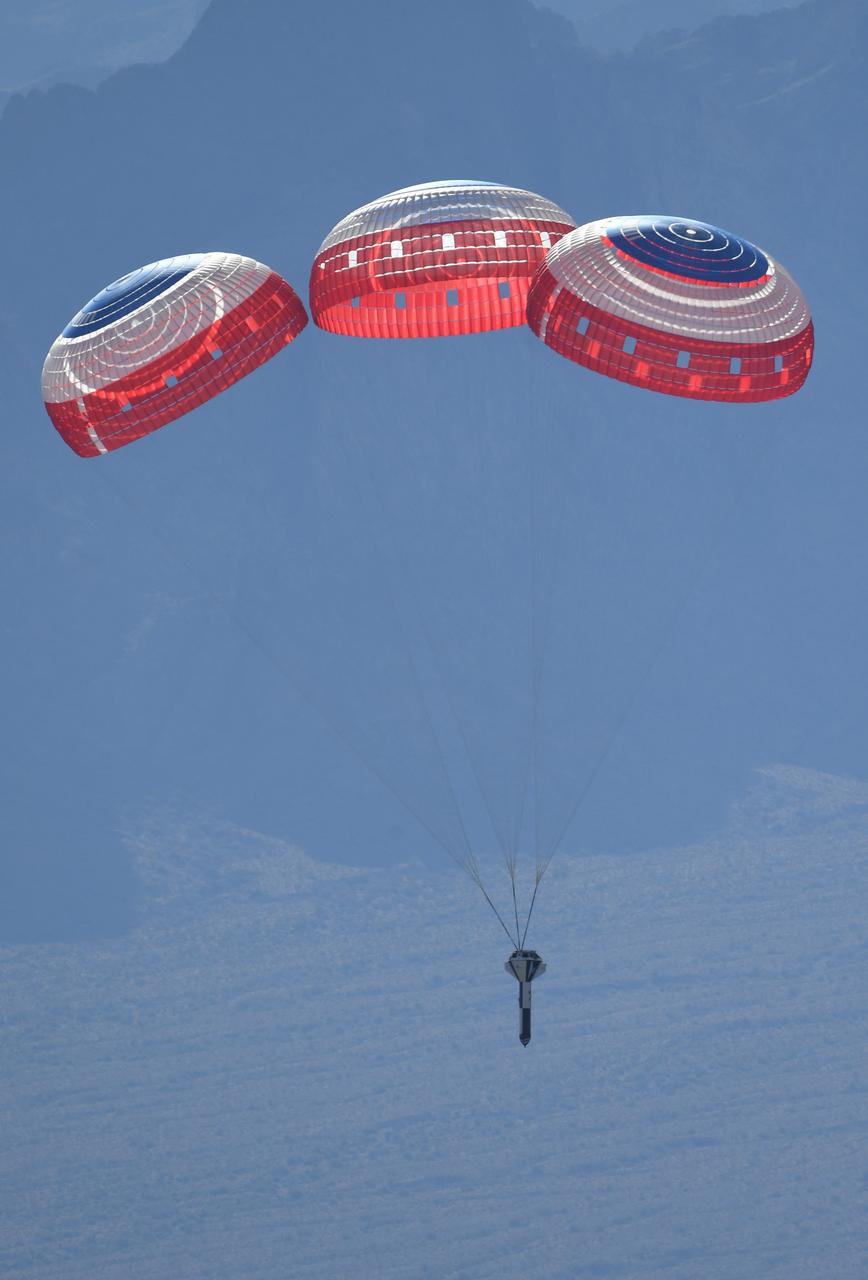Boeing’s CST-100 Starliner’s parachute system is tested above the U.S. Army’s Yuma Proving Ground in Arizona on June 26, 2019. This “high Q” test involved dropping a dart-shaped device – functioning as a Starliner weight simulant – from a C-17 aircraft and intentionally inflating the parachutes at higher pressures than expected during missions. The data gathered from this parachute test will help validate the system is safe to carry astronauts to and from the International Space Station as part of NASA’s Commercial Crew Program. Boeing is targeting an uncrewed Orbital Flight Test to the space station this summer, followed by its Crew Flight Test. Starliner will launch atop a United Launch Alliance Atlas V rocket from Space Launch Complex 41 at Cape Canaveral Air Force Station in Florida. 
