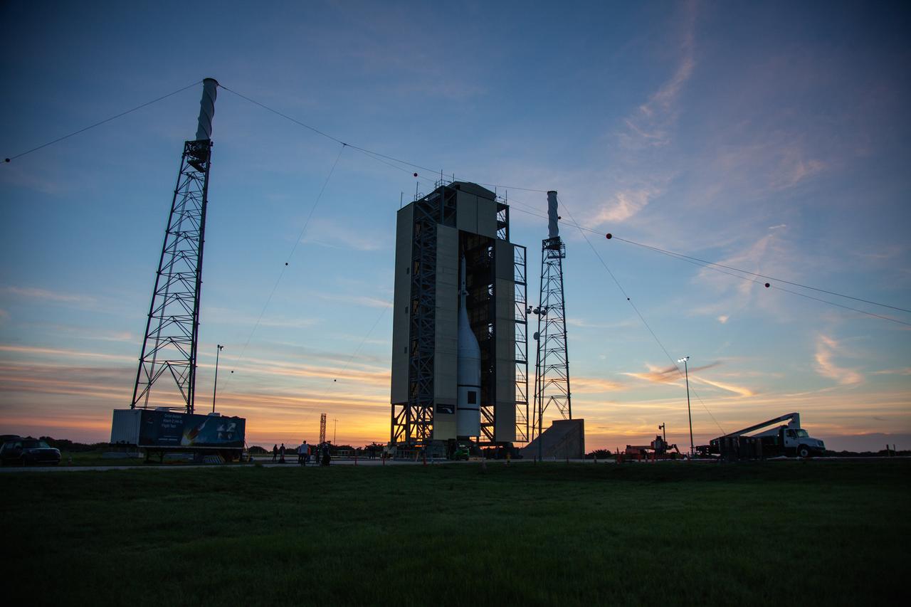 In the early morning on July 1, 2019, the vertical integration facility surrounding the Ascent Abort-2 (AA-2) test vehicle begins to rollback at Launch Pad 46 at Cape Canaveral Air Force Station in Florida. A fully functional Launch Abort System (LAS) mated to a test version of the Orion spacecraft are on a Northrop Grumman provided booster on the pad for launch on NASA’s AA-2 flight test on July 2, 2019. During AA-2, the booster will send the LAS and Orion to an altitude of 31,000 feet, traveling at more than 1,000 mph. The LAS’ three motors will work together to pull the crew module away from the booster and prepare it for splashdown in the Atlantic Ocean. The flight test will prove that the abort system can pull crew to safety in the unlikely event of an emergency during ascent.