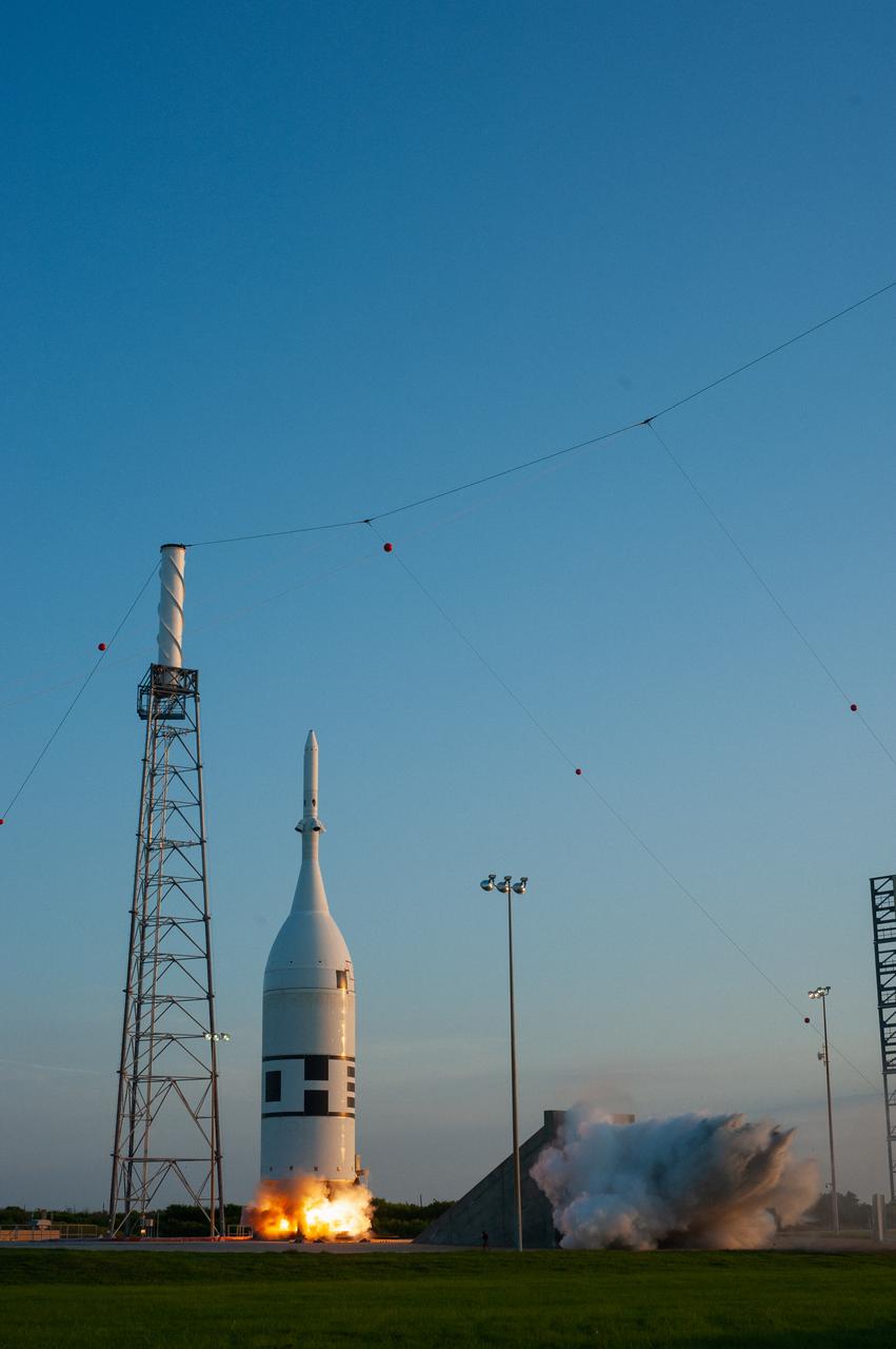 A fully functional Launch Abort System (LAS) with a test version of Orion attached, launches on NASA’s Ascent Abort-2 (AA-2) atop a Northrop Grumman provided booster on July 2, 2019, at 7 a.m. EDT, from Launch Pad 46 at Cape Canaveral Air Force Station in Florida. During AA-2, the booster will send the LAS and Orion to an altitude of 31,000 feet, traveling at Mach 1.15 (more than 1,000 mph). The LAS’ three motors will work together to pull the crew module away from the booster and prepare it for splashdown in the Atlantic Ocean. The flight test will prove that the abort system can pull crew to safety in the unlikely event of an emergency during ascent.