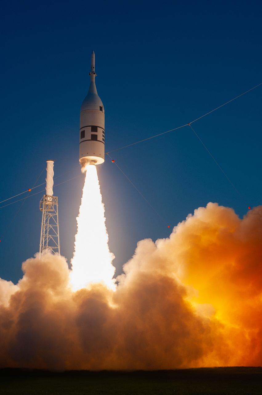 A fully functional Launch Abort System (LAS) with a test version of Orion attached, launches on NASA’s Ascent Abort-2 (AA-2) atop a Northrop Grumman provided booster on July 2, 2019, at 7 a.m. EDT, from Launch Pad 46 at Cape Canaveral Air Force Station in Florida. During AA-2, the booster will send the LAS and Orion to an altitude of 31,000 feet, traveling at Mach 1.15 (more than 1,000 mph). The LAS’ three motors will work together to pull the crew module away from the booster and prepare it for splashdown in the Atlantic Ocean. The flight test will prove that the abort system can pull crew to safety in the unlikely event of an emergency during ascent.