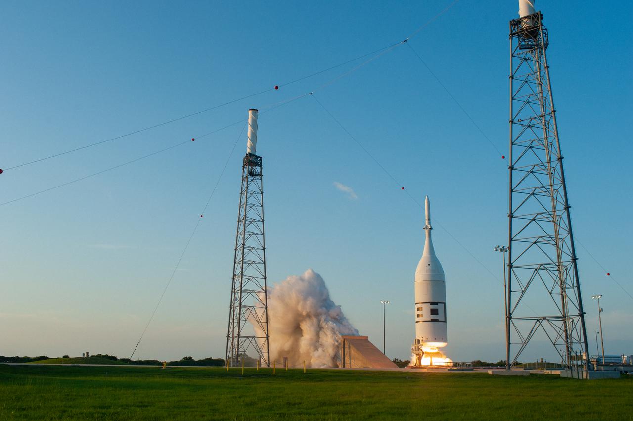 A fully functional Launch Abort System (LAS) with a test version of Orion attached, launches on NASA’s Ascent Abort-2 (AA-2) atop a Northrop Grumman provided booster on July 2, 2019, at 7 a.m. EDT, from Launch Pad 46 at Cape Canaveral Air Force Station in Florida. During AA-2, the booster will send the LAS and Orion to an altitude of 31,000 feet, traveling at Mach 1.15 (more than 1,000 mph). The LAS’ three motors will work together to pull the crew module away from the booster and prepare it for splashdown in the Atlantic Ocean. The flight test will prove that the abort system can pull crew to safety in the unlikely event of an emergency during ascent.