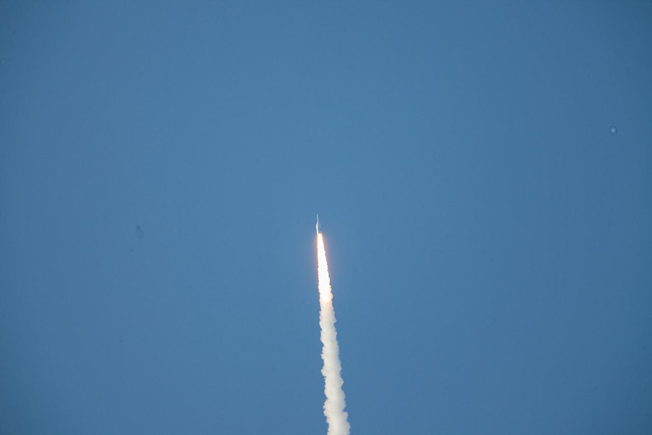 A fully functional Launch Abort System (LAS) with a test version of Orion attached, soars upward on NASA’s Ascent Abort-2 (AA-2) flight test atop a Northrop Grumman provided booster on July 2, 2019, after launching at 7 a.m. EDT, from Launch Pad 46 at Cape Canaveral Air Force Station in Florida. During AA-2, the booster will send the LAS and Orion to an altitude of 31,000 feet, traveling at Mach 1.15 (more than 1,000 mph). The LAS’ three motors will work together to pull the crew module away from the booster and prepare it for splashdown in the Atlantic Ocean. The flight test will prove that the abort system can pull crew to safety in the unlikely event of an emergency during ascent.