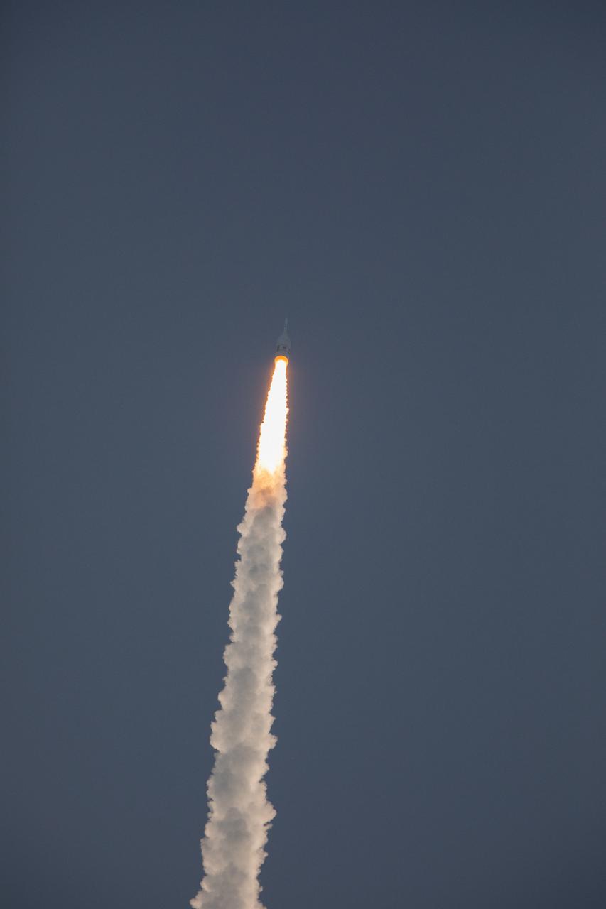A fully functional Launch Abort System (LAS) with a test version of Orion attached, soars upward on NASA’s Ascent Abort-2 (AA-2) flight test atop a Northrop Grumman provided booster on July 2, 2019, after launching at 7 a.m. EDT, from Launch Pad 46 at Cape Canaveral Air Force Station in Florida. During AA-2, the booster will send the LAS and Orion to an altitude of 31,000 feet, traveling at Mach 1.15 (more than 1,000 mph). The LAS’ three motors will work together to pull the crew module away from the booster and prepare it for splashdown in the Atlantic Ocean. The flight test will prove that the abort system can pull crew to safety in the unlikely event of an emergency during ascent.