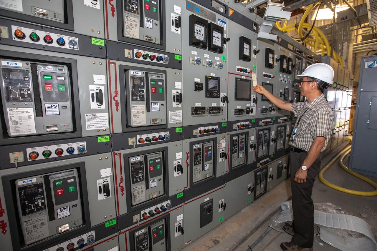Control panels are in view inside the Utility Annex near the Vehicle Assembly (VAB) Building at NASA’s Kennedy Space Center in Florida on July 24, 2019. The Utility Annex, which provides 8,000 gallons of chilled water per minute to the VAB and other facilities in the Launch Complex 39 area, is being upgraded and repaired. The facility also contains boilers necessary to provide hot water to the VAB. The center’s Engineering Directorate is making the repairs and upgrades to the facility to prepare for the agency’s Artemis missions to the Moon and on to Mars.