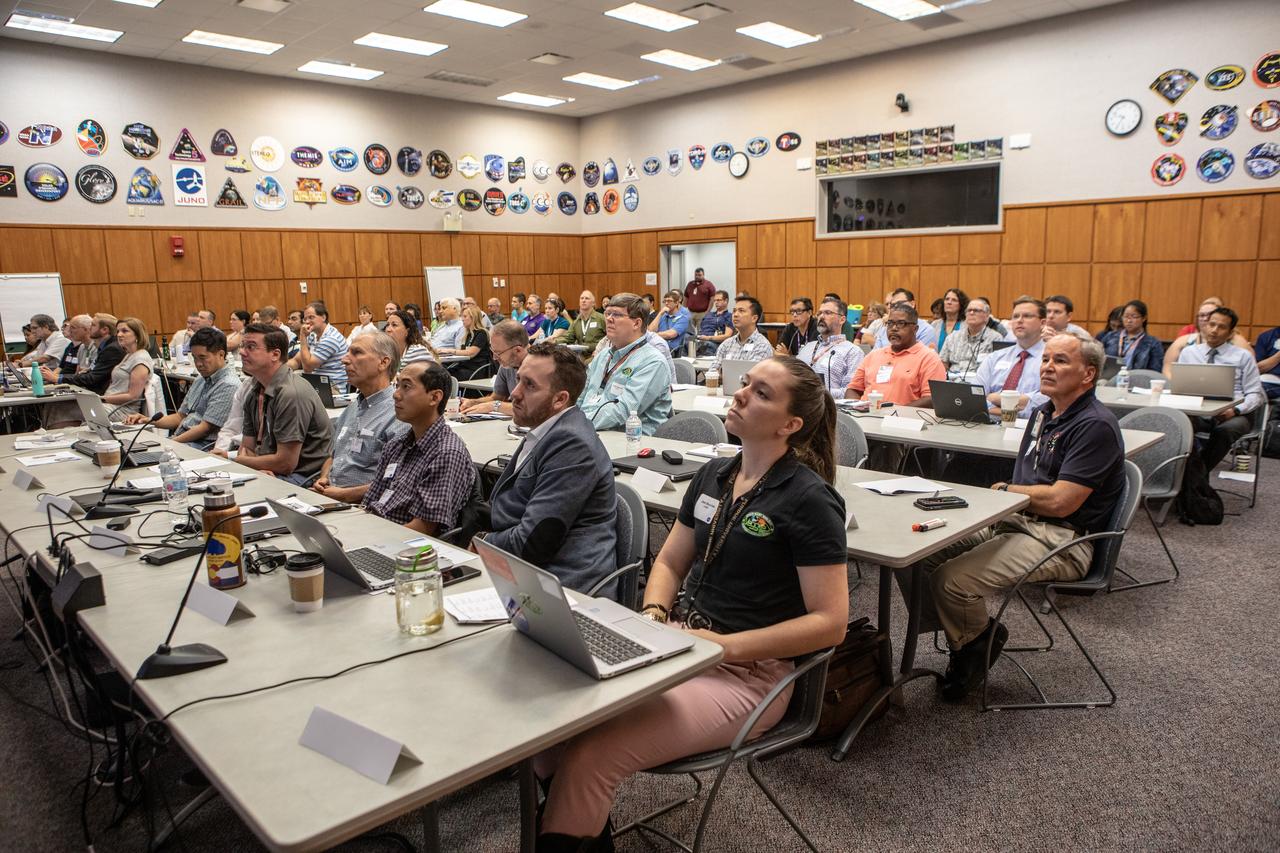 Participants listen to presentations during a two-day workshop, Aug. 6 and 7, 2019, focusing on robotics and automation in space crop production. The workshop was hosted by the Exploration Research and Technology Programs at NASA’s Kennedy Space Center in Florida. Participants from around the world and members of NASA, industry, academia and other government agencies met to share their knowledge to enable a common goal of sustaining human operations on the Moon, in deep space and eventually on Mars. Keynote speakers and representatives from different organizations presented data gleaned from their research.