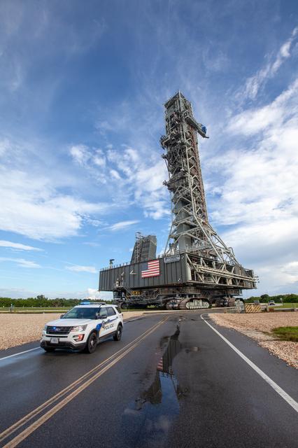 NASA image: Mobile Launcher Heads to VAB in Advance of Hurricane Dorian