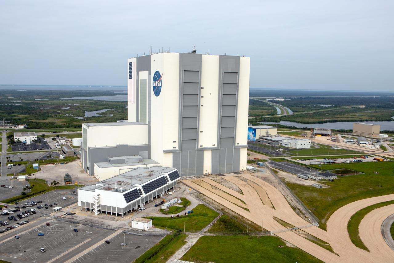 An aerial survey of NASA's Kennedy Space Center in Florida was conducted after Hurricane Dorian skirted the Space Coast area. The survey was performed to identify structures and facilities that may have sustained damage from Hurricane Dorian as the storm passed to the east of Kennedy on September 3 and 4, 2019. Officials determined that the center received some isolated damage and limited water intrusion. Beach erosion also occurred, although the storm surge was less than expected. NASA closed the center ahead of the storm’s onset and only a small team of specialists known as the Rideout Team was on the center as the storm approached and passed.