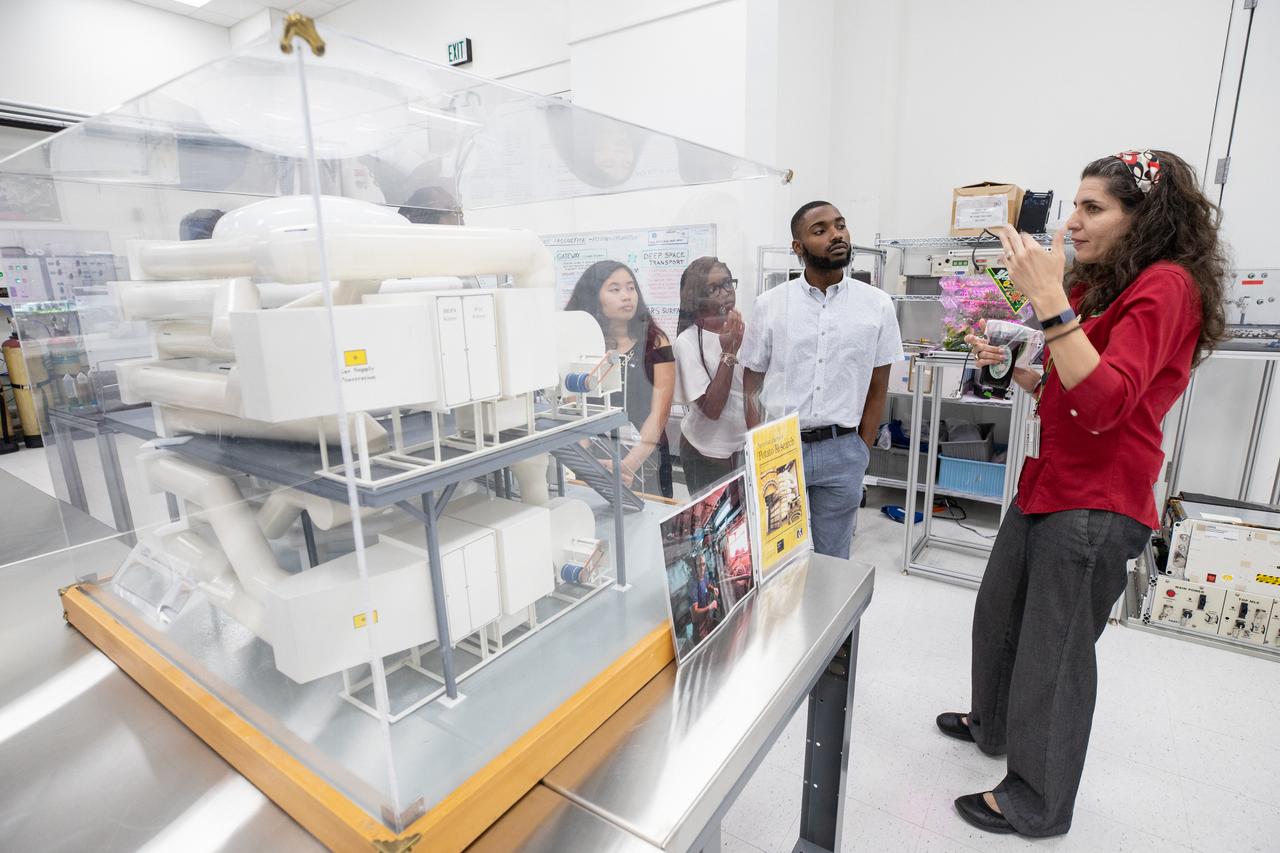 Dr. Gioia Massa, NASA Veggie project lead, addresses Langston University students inside a Space Station Processing Facility lab at Kennedy Space Center on Sept. 18, 2019. The tour of the Florida spaceport was organized by NASA’s Office of Education and Byron Quinn, Ph.D., Langston University director of the Science Research Institute. Students visited SwampWorks, the Neil Armstrong Operations and Checkout Building, the Vehicle Assembly Building, the visitor complex and the Center for Space Education.